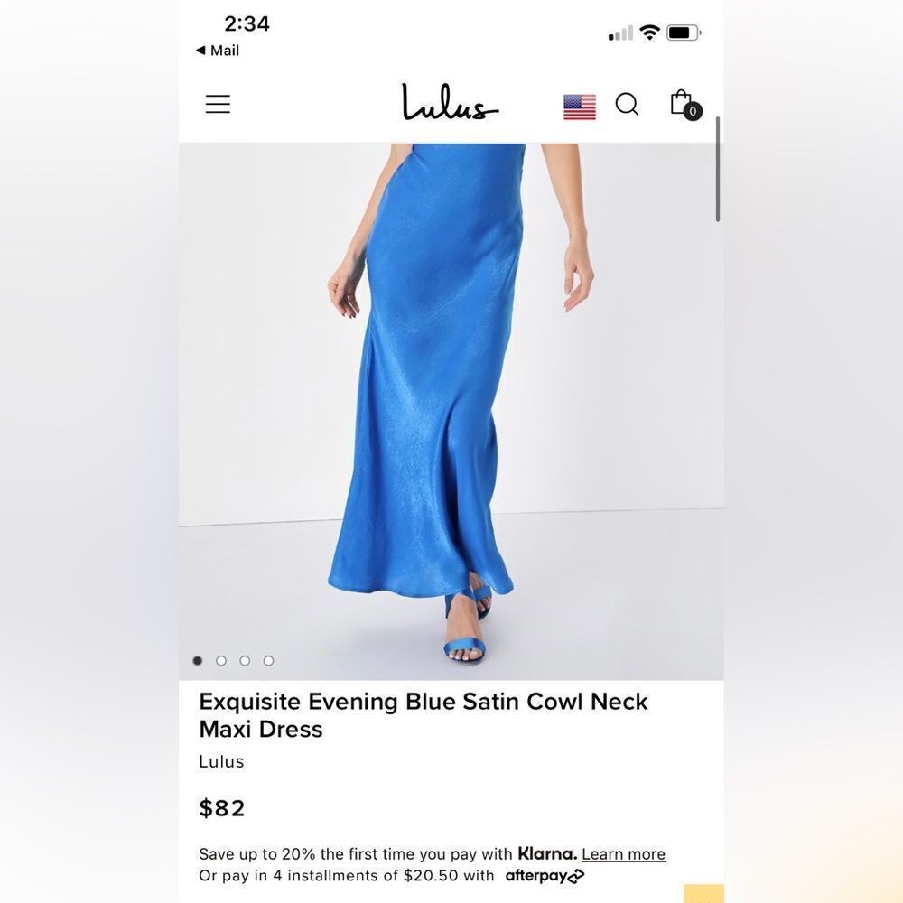 NWT Lulus Blue Satin Cowl Neck Maxi dress, Medium - Picture 7 of 14
